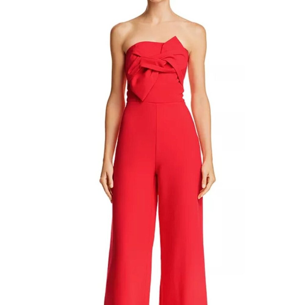 Parvenue Red Strapless Bow Jumpsuit - Size M
